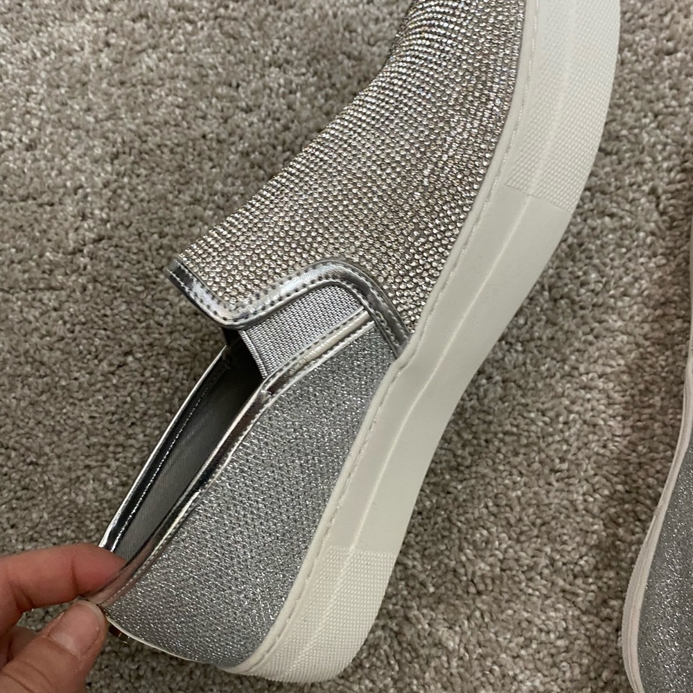 Silver Sparkle Diamond Slide On Sneakers